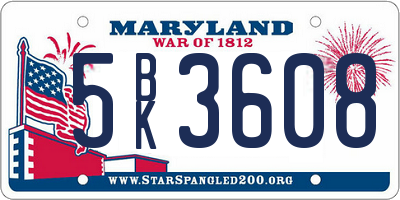 MD license plate 5BK3608