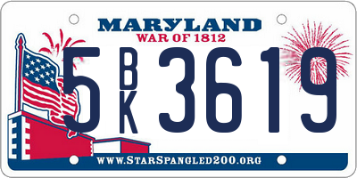MD license plate 5BK3619