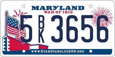 MD license plate 5BK3656