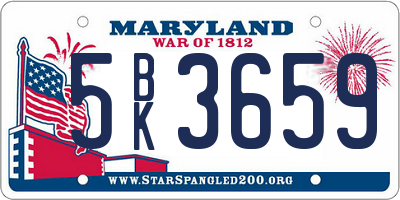MD license plate 5BK3659