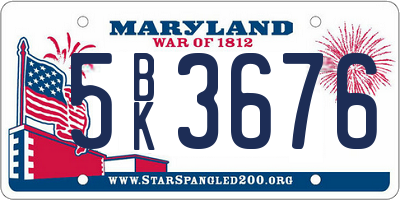 MD license plate 5BK3676