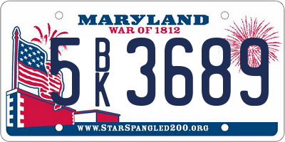 MD license plate 5BK3689