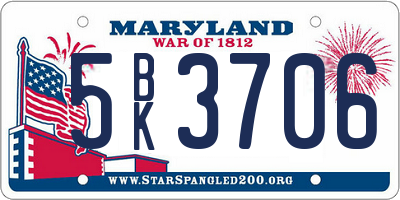 MD license plate 5BK3706