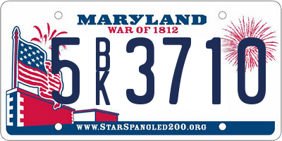 MD license plate 5BK3710