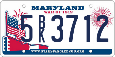 MD license plate 5BK3712