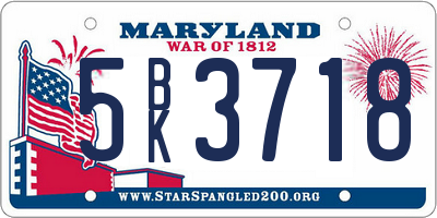 MD license plate 5BK3718