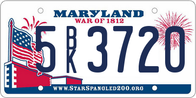 MD license plate 5BK3720