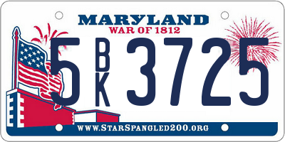 MD license plate 5BK3725