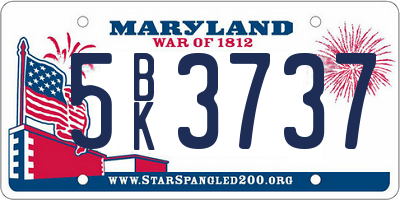 MD license plate 5BK3737