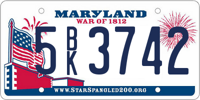 MD license plate 5BK3742