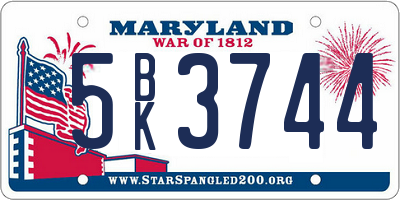 MD license plate 5BK3744