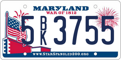 MD license plate 5BK3755