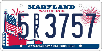 MD license plate 5BK3757