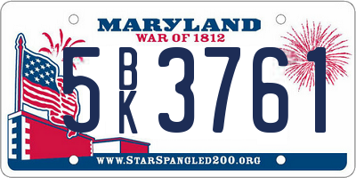 MD license plate 5BK3761
