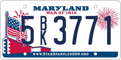 MD license plate 5BK3771
