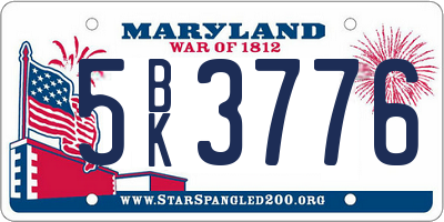 MD license plate 5BK3776