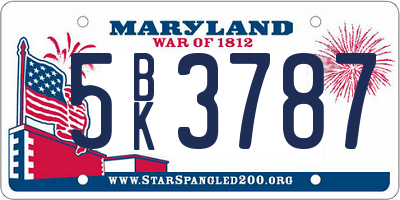 MD license plate 5BK3787