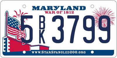 MD license plate 5BK3799