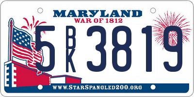 MD license plate 5BK3819