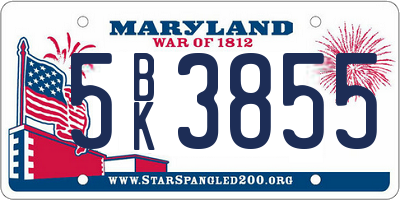 MD license plate 5BK3855