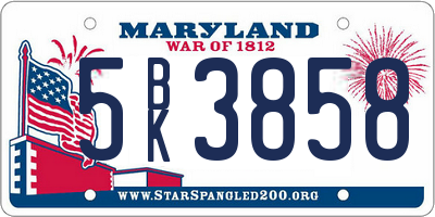 MD license plate 5BK3858