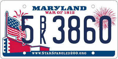 MD license plate 5BK3860