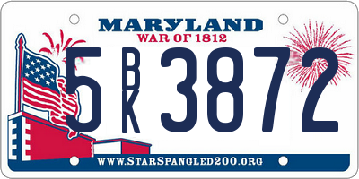 MD license plate 5BK3872