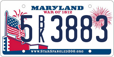 MD license plate 5BK3883