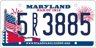 MD license plate 5BK3885