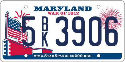 MD license plate 5BK3906