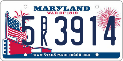 MD license plate 5BK3914