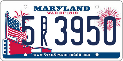 MD license plate 5BK3950