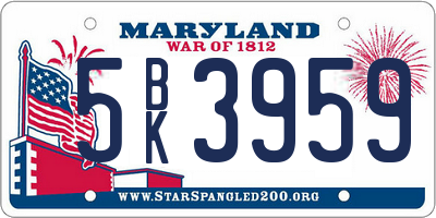 MD license plate 5BK3959