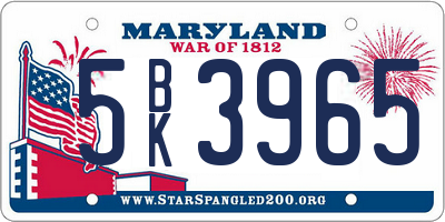 MD license plate 5BK3965
