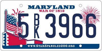 MD license plate 5BK3966