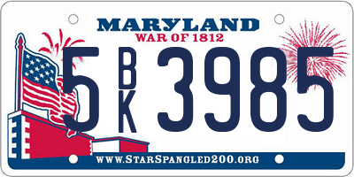 MD license plate 5BK3985