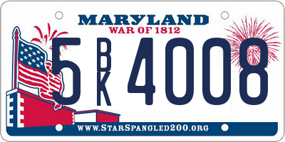 MD license plate 5BK4008