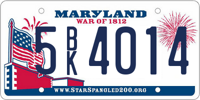 MD license plate 5BK4014