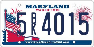 MD license plate 5BK4015