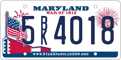 MD license plate 5BK4018