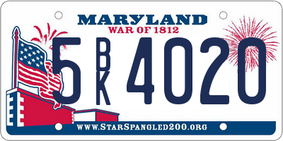 MD license plate 5BK4020