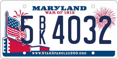 MD license plate 5BK4032