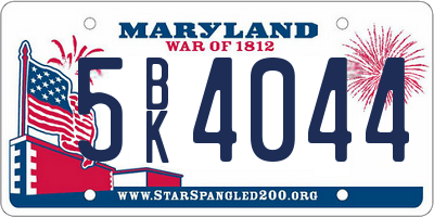 MD license plate 5BK4044
