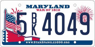 MD license plate 5BK4049