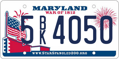 MD license plate 5BK4050