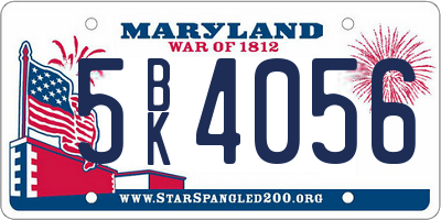 MD license plate 5BK4056