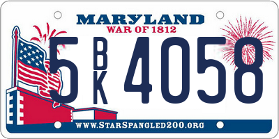 MD license plate 5BK4058