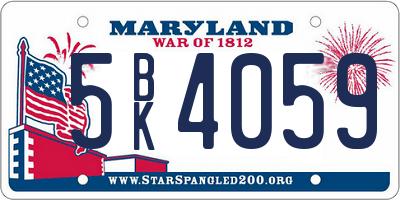 MD license plate 5BK4059