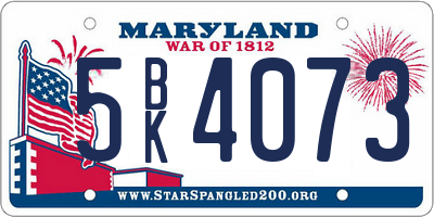 MD license plate 5BK4073