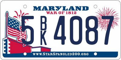 MD license plate 5BK4087